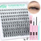 Wispy Lash Clusters Kit Natural Lash Extension Kit 8-16Mm Cluster Eyelash Extensions Kit Individual Lashes C Curl Eyelash Clusters Lashes Kit with Lash Bond and Seal, Lash Tweezers for Self Use